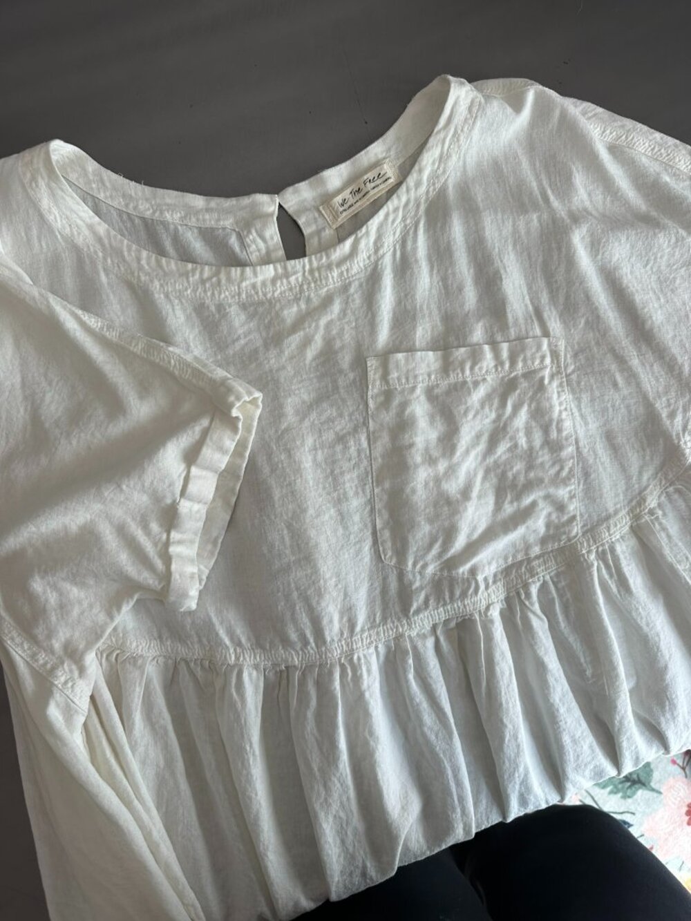 Free People We The Free White Oversized Tunic Top XL Boho Flowy - Picture 11 of 12